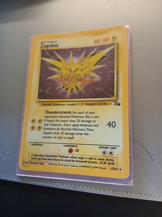 Zapdos 15/62 Holo – Base Set Pokémon – Excelente Estado”