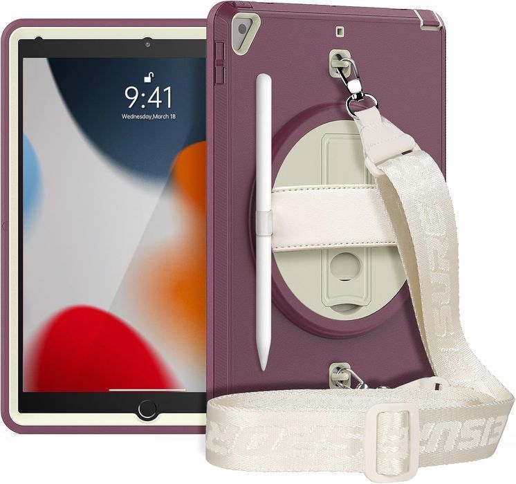 Etui do iPad Mini 5/4 7.9" z Podstawką i Paskiem na Ramię Fioletowe
