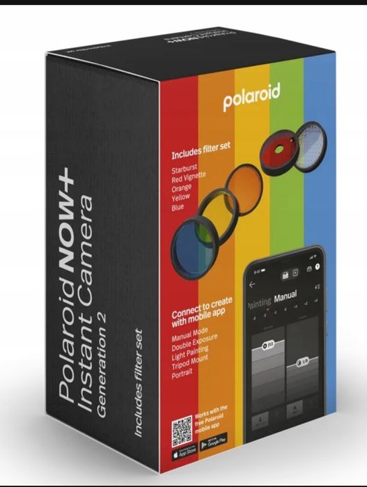 Aparat Polaroid now+ natychmiastowy retro czarny prezent y