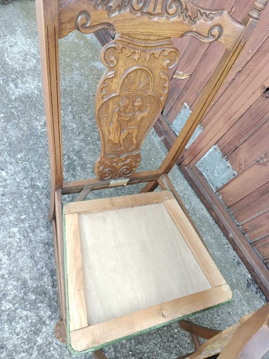 2 piękne drewniane rzeźbione krzesła