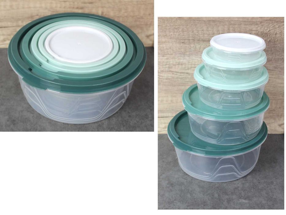 Pojemniki plastikowe okrągłe pokrywką przechowania zestaw pojemników