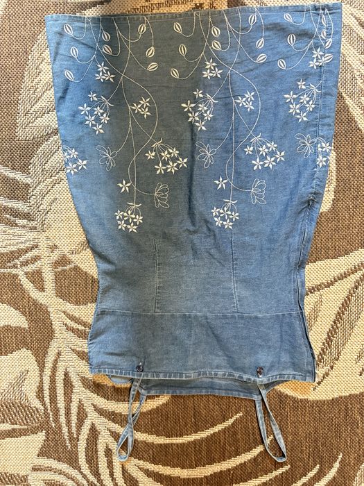 Jeansowa sukienka z haftem Marks & Spencer r. 38 / M / Vintage