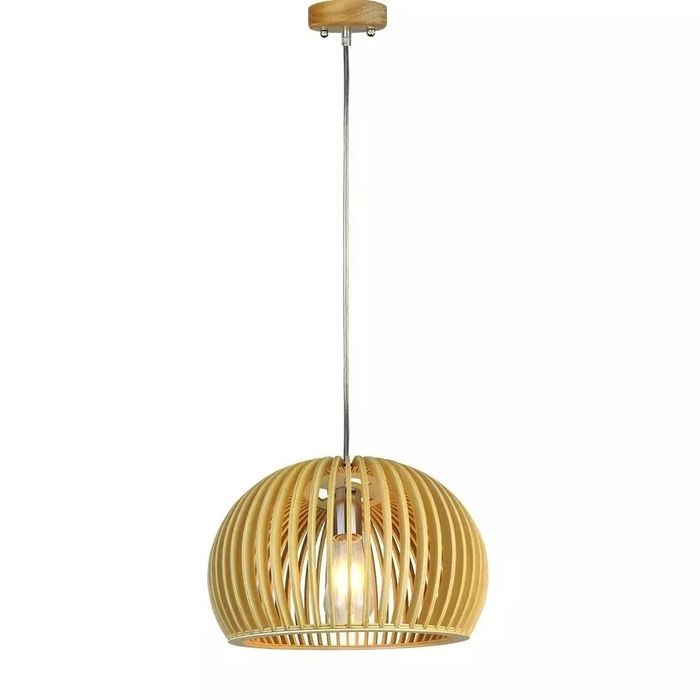 Oprawa Zwieszana Drewniana E27 Okrągła fi330 Do Pokoju Salonu Kuchni Lampa Wiszaca Nowoczesna V-tac