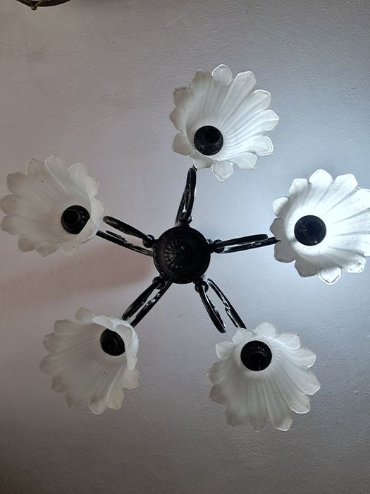 Candeeiro de Tecto Rectro/Clássico Preto e Branco