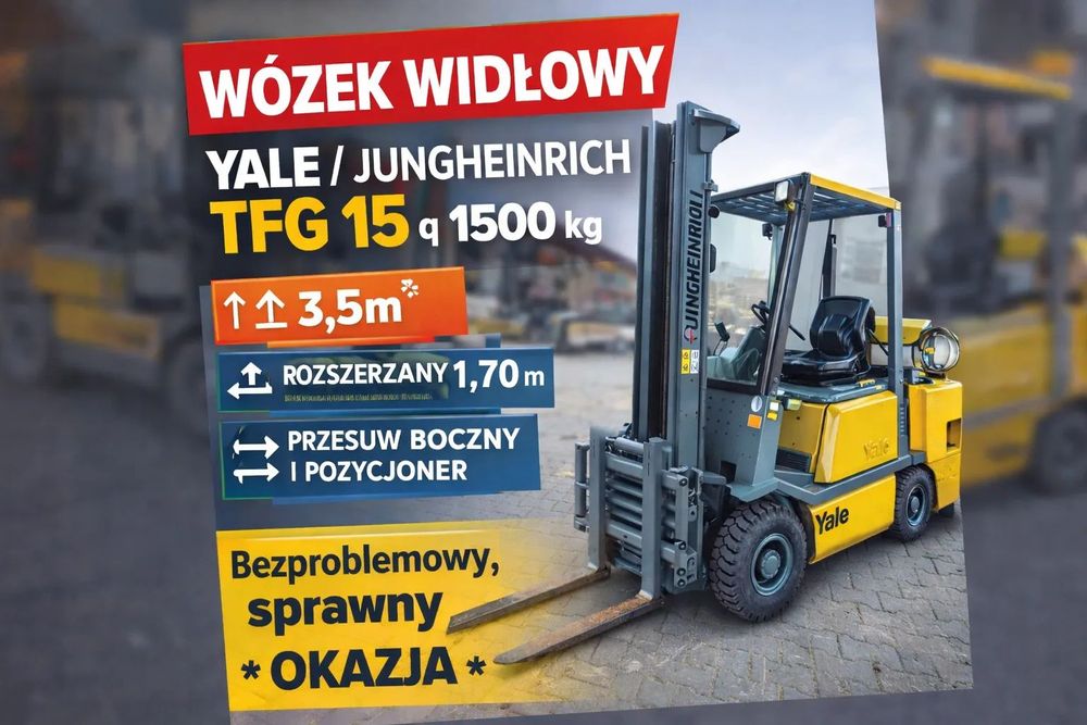 Jungheinrich TFG 15  Wózek widłowy, widlak YALE / TFG 15 – boczny przesuw, pozycjoner,