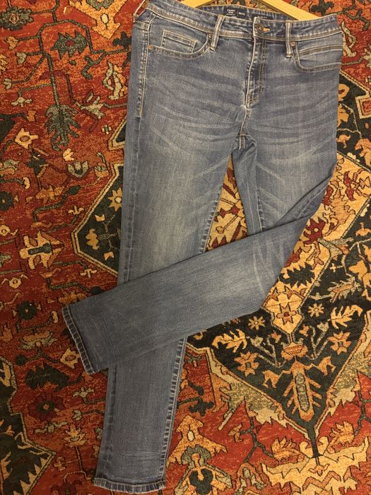 Jeansy męskie 30/32 slim fit granatowe Carry z przetarciami zwężane