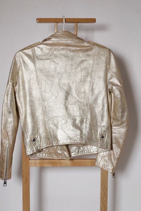Шкіряна косуха Just Cavalli Imperial leather jacket Gold ХS Made Italy