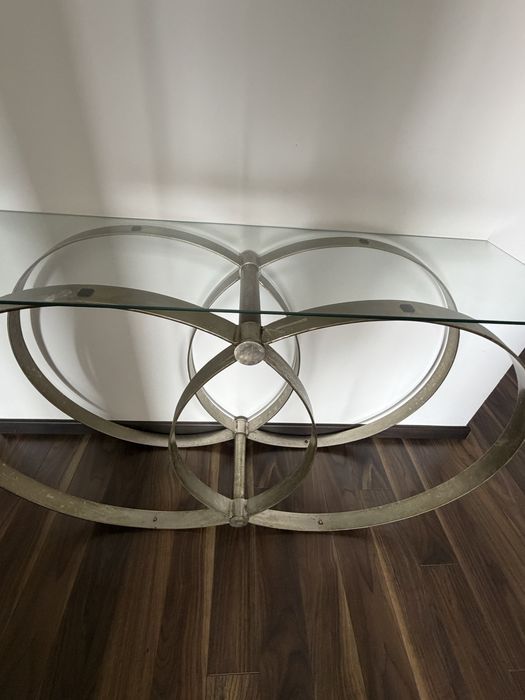 Consola/Aparador de Design Area em Metal Dourado e Vidro – 120 cm