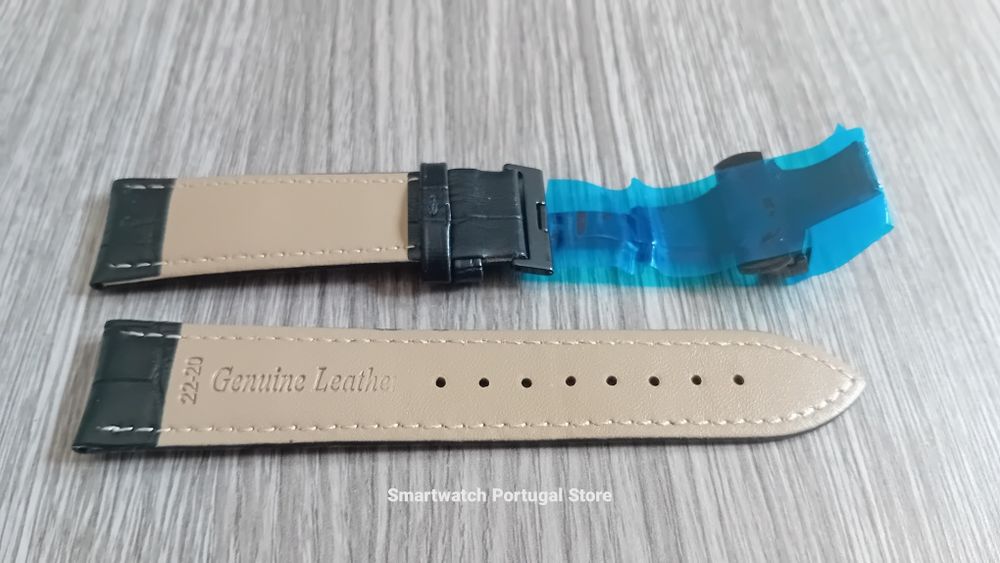 Bracelete 22mm, pele com fecho borboleta  (Novo) Preta