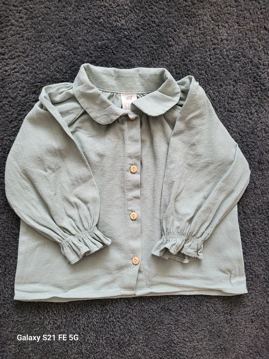 Bluzka koszula z bawełnianej  tkaniny H&M 68cm