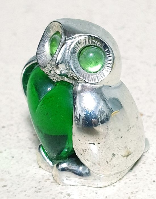 Encantadora pequena coruja em casquinha e vidro Christofle França