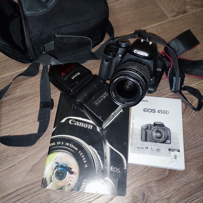 Canon 450D+ доп вспышка, чехол