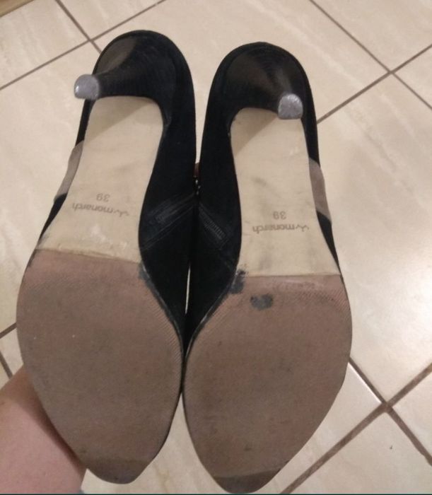 Туфли ботильоны ботинки из натуральной замшы Monarch на шпильке р.39.