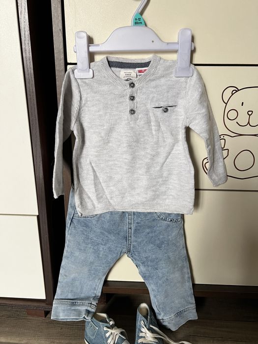 BENETTON spodnie jeansowe chłopięce 6/9 msc. rozm. 74