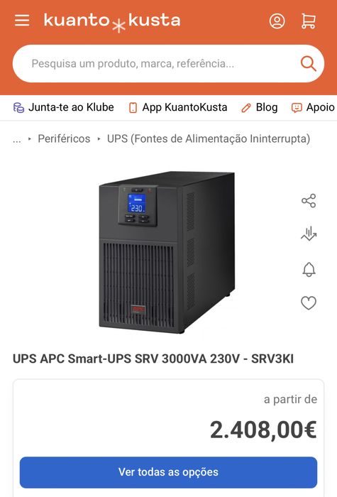 UPS APC Smart-UPS SRV 3000VA 230V - SRV3KI
