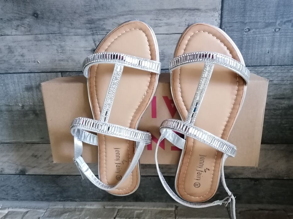 Sandały damskie srebrne