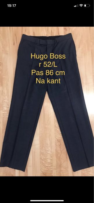Hugo Boss męskie spodnie 52/ L popielate wełna na kant eleganckie