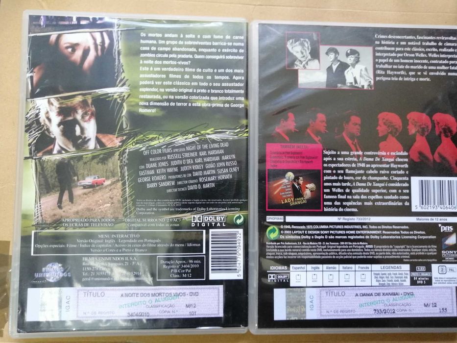 A dama de Xangai Orson Welles  A noite dos mortos vivos George Romero