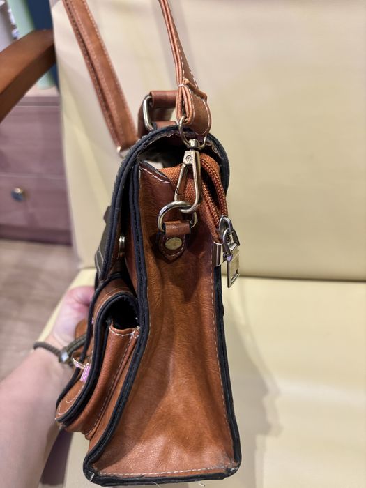 Сумка рюкзачок коричнево-зелена