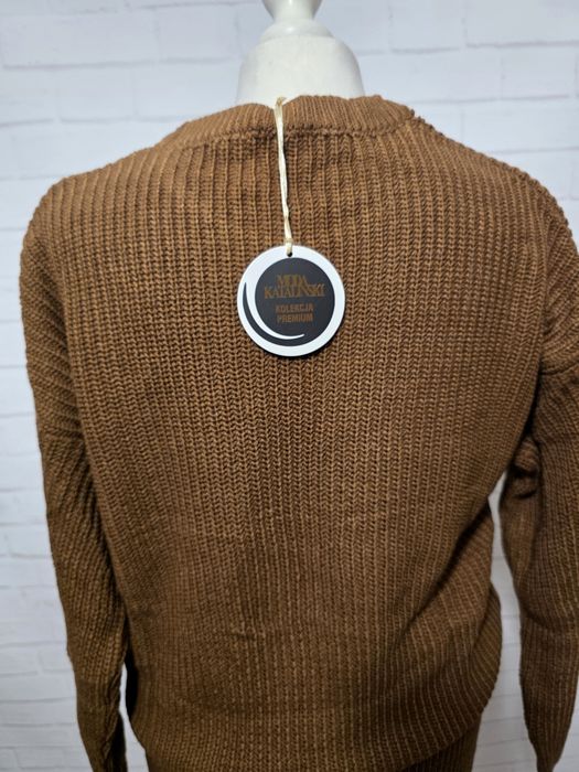 Sweterkowy komplet spodnica midi sweter czekolada Hit Premium