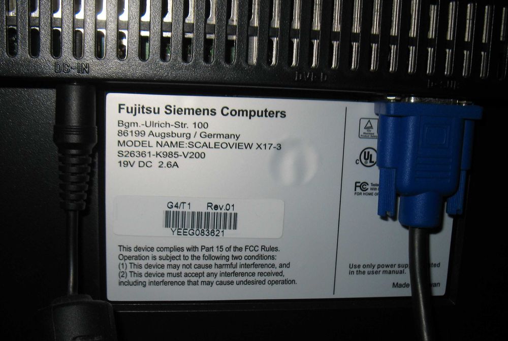 Monitor Fujitsu Siemens ScaleoView X17-3