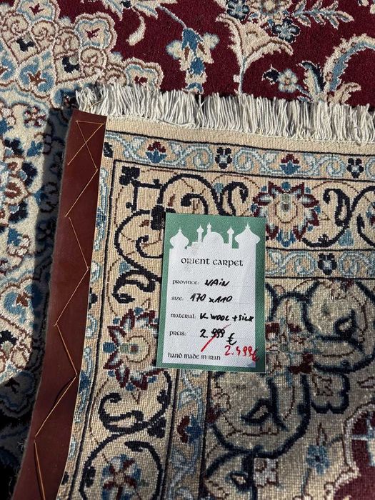 Idealny kaszmirowy dywan perski Iran Nain +jedwab 170x110 gal. 13 tyś