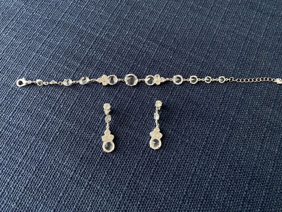 komplet ślubny - kolczyki i branosoletka