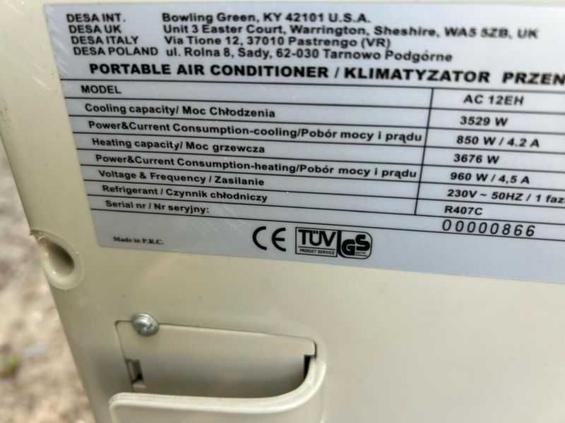 klimatyzator przenośny DESA AC 12 -  za 395 zł