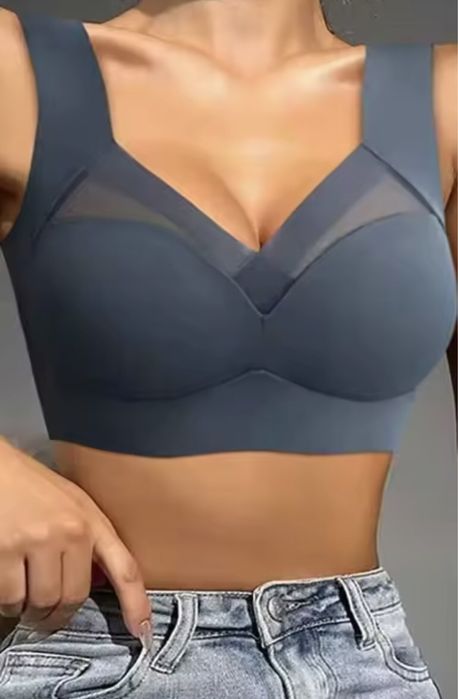 Granatowy dzienny stanik sportowy super wygodny mięciutki L