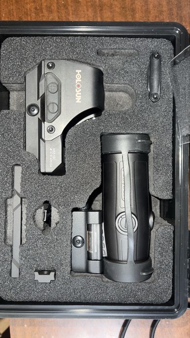 Приціл коліматора Holosun Open Reflex HS510C 2 MOA швидкознімний + збільшувач Holosun HM3X 3x на Weaver