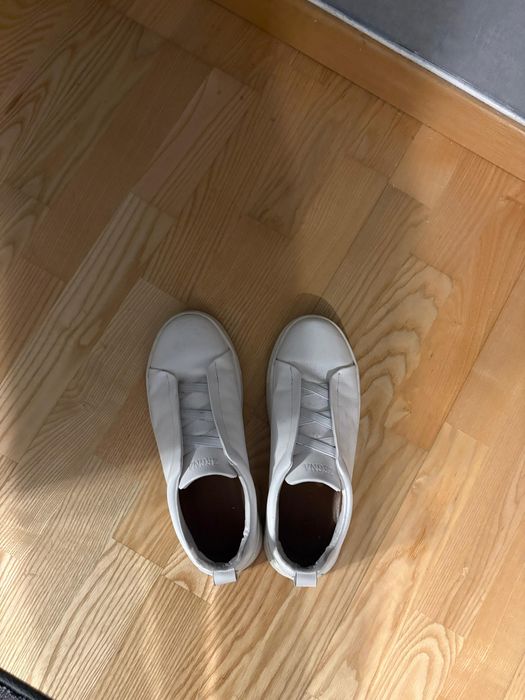Sapatilhas Zegna Triple Stitch Seconskin Brancas-Usado Poucas vezes