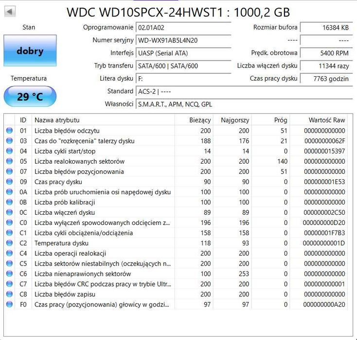 HDD 2,5" 1TB - WD10SCPX-24HWST1
