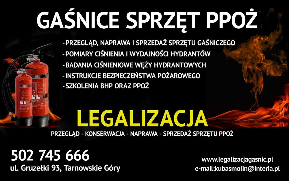 Legalizacja, przegląd, naprawa, sprzedaż gaśnic oraz hydrantów