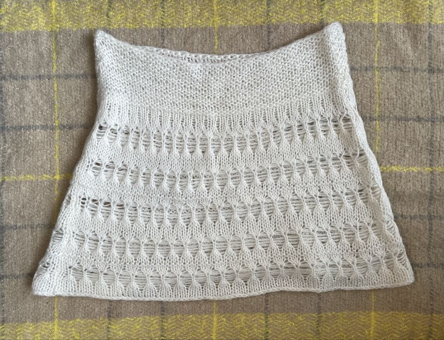 Komin wełniany szal moher 100% jasno kremowy ażurowy wzór