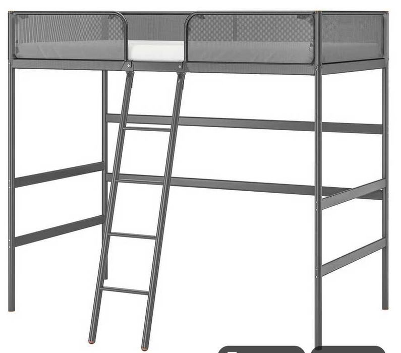 Estrutura de cama alta, cinz esc, 90x200 cm