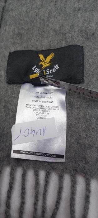 Lyle & Scott szalik 100% wełniany szary szkocki bdb