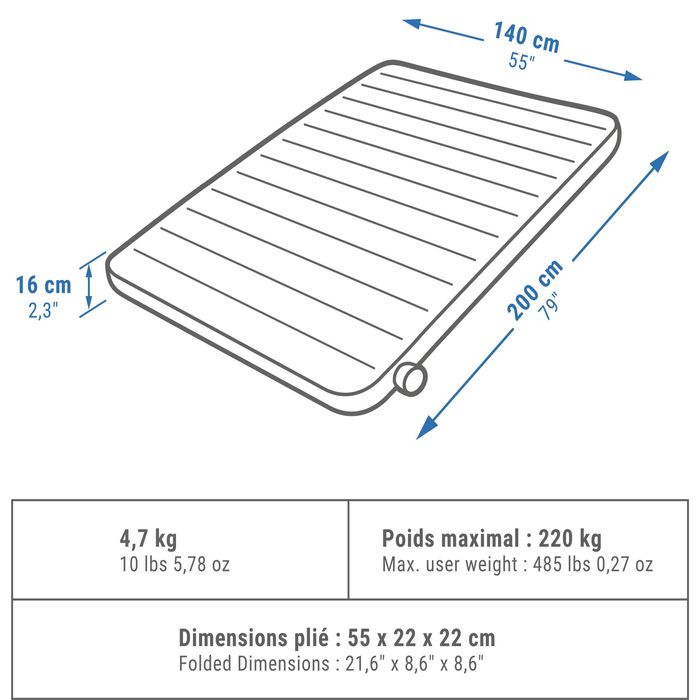 COLCHÃO DE CAMPISMO INSUFLÁVEL - AIR SECONDS COMFORT 140 CM - 2