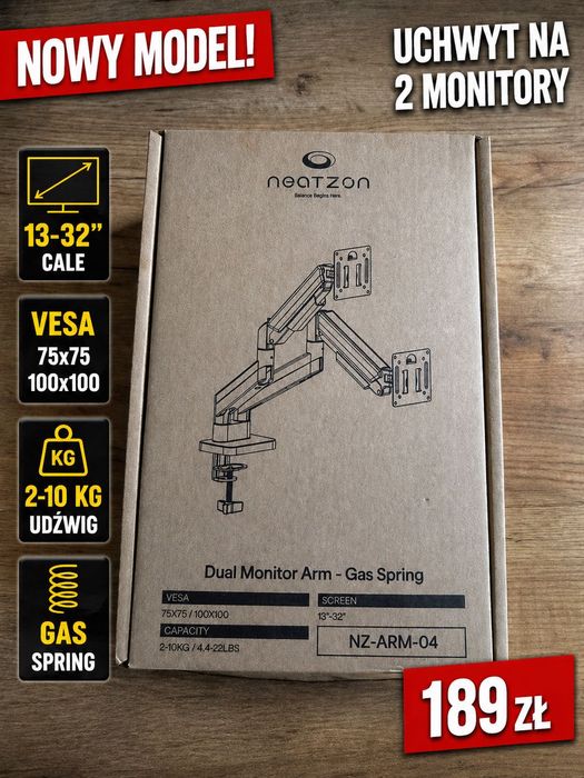 Uchwyt na dwa monitory NEATZON