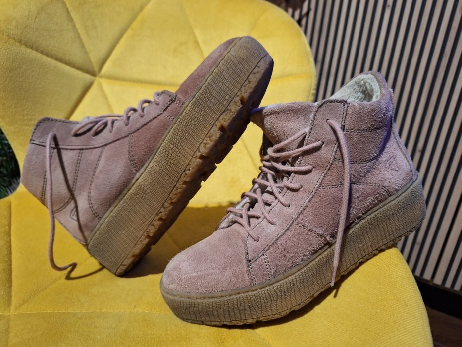 Buty zimowe jesienne różowe Tamaris 38 24cm skóra naturalna kożuszek
