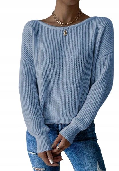 Shein sweter damski niebieski do bioder 38 łki