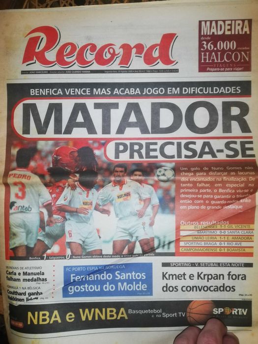 Jornal Benfica Salgueiros 1999