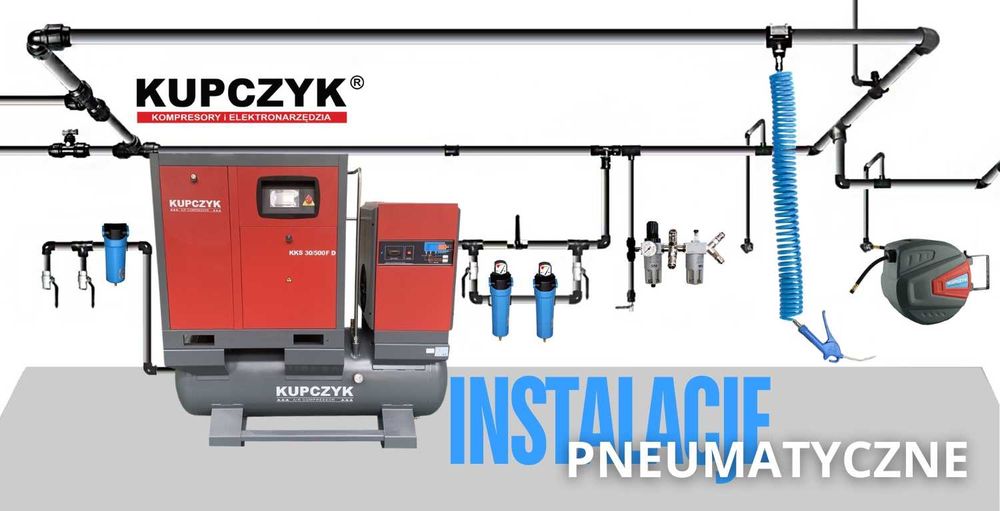 Instalacja sprężonego powietrza kompresor Cena od 100 zł  Kupczyk