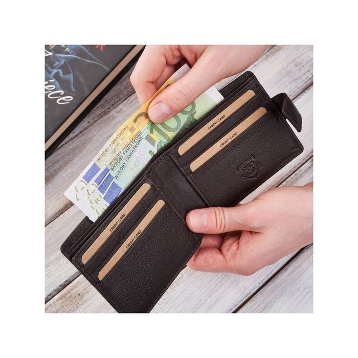 Portfel męski mały skórzany brązowy RFID Brodrene G-109MN/BR