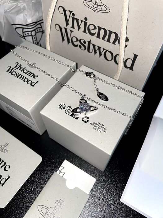 Підвіска Vivienne Westwood Reina White CZ подвеска вествуд сережки
