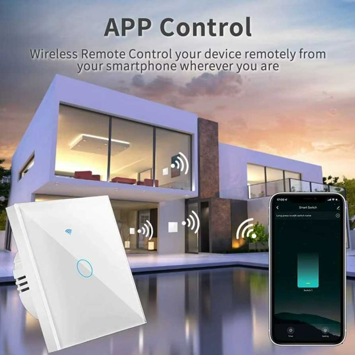 Interruptor inteligente WiFi Touch controlo por telemóvel, programável430582842314598401