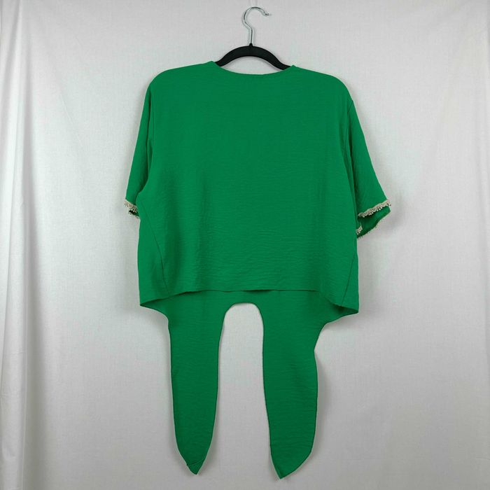Blusa Made In Italy Verde Esmeralda com Renda M Boho