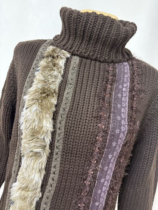 Sweter golf brazowy czekoladowy wełniany gruby M/L, Success