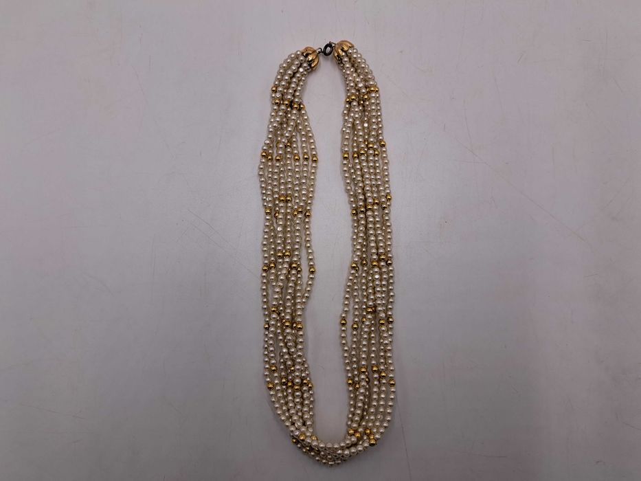 Naszyjnik korale koraliki perły perełki sznur złote perłowe