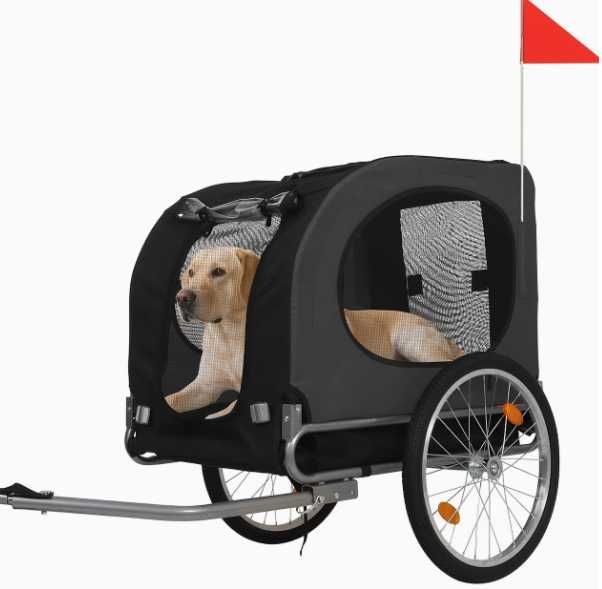 Reboque para Bicicleta de cães de porte pequeno até40 Kg, de cor preta