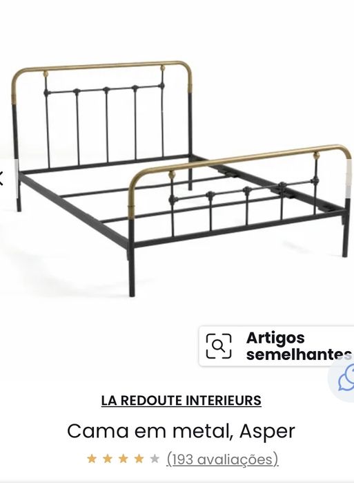 NOVA La Redoute cama de casal em metal Asper preto/latão